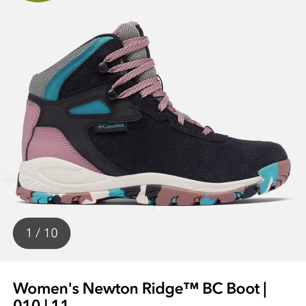 Columbia Women's Lace-Up Hiking Boot in dark charcoal with Pink & Teal Accents - Picture 3 of 12